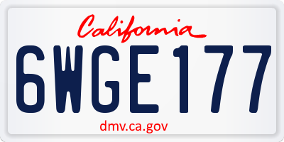 CA license plate 6WGE177