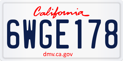 CA license plate 6WGE178