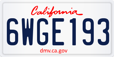 CA license plate 6WGE193