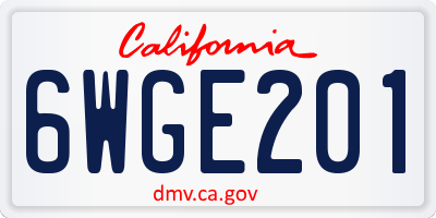 CA license plate 6WGE201