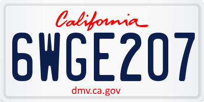 CA license plate 6WGE207