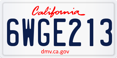 CA license plate 6WGE213