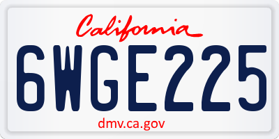 CA license plate 6WGE225