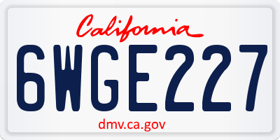 CA license plate 6WGE227