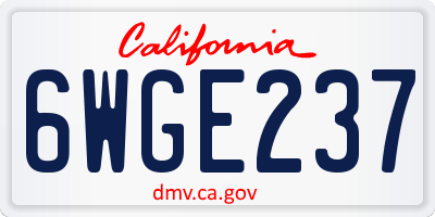 CA license plate 6WGE237