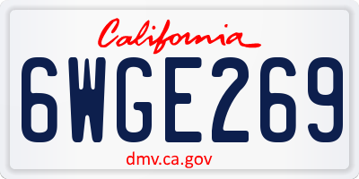 CA license plate 6WGE269