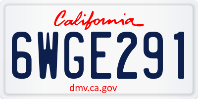 CA license plate 6WGE291