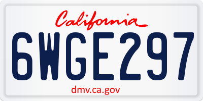 CA license plate 6WGE297