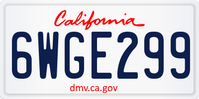 CA license plate 6WGE299