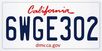 CA license plate 6WGE302