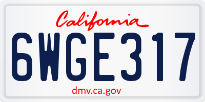 CA license plate 6WGE317