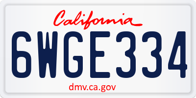 CA license plate 6WGE334