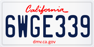 CA license plate 6WGE339