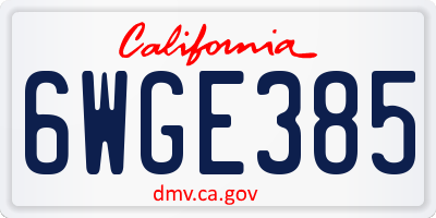 CA license plate 6WGE385