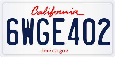 CA license plate 6WGE402