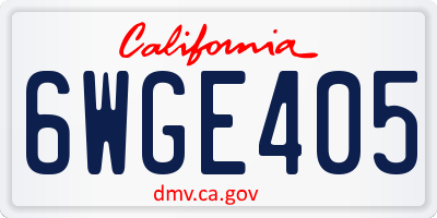 CA license plate 6WGE405