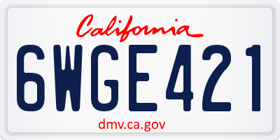 CA license plate 6WGE421