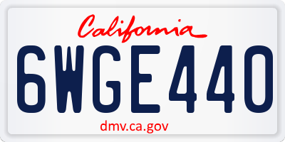 CA license plate 6WGE440