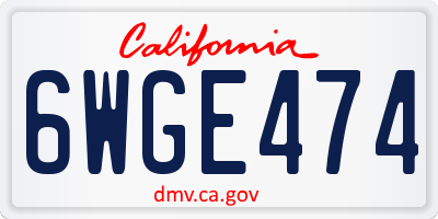 CA license plate 6WGE474