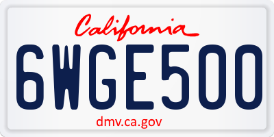 CA license plate 6WGE500