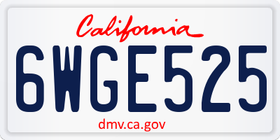 CA license plate 6WGE525