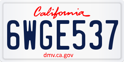 CA license plate 6WGE537