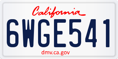 CA license plate 6WGE541