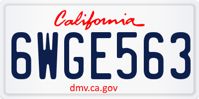 CA license plate 6WGE563