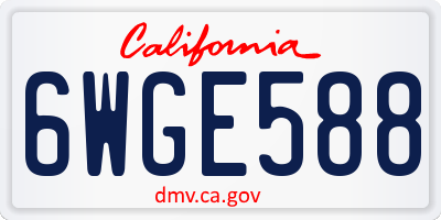 CA license plate 6WGE588