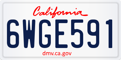 CA license plate 6WGE591