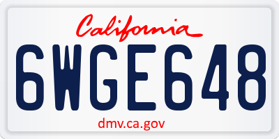 CA license plate 6WGE648
