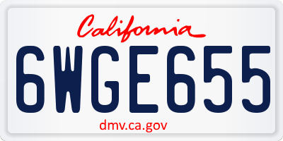 CA license plate 6WGE655