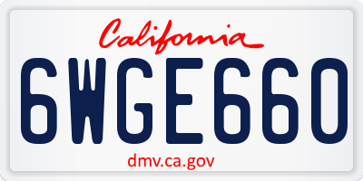 CA license plate 6WGE660