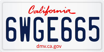 CA license plate 6WGE665