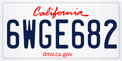 CA license plate 6WGE682