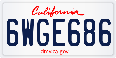 CA license plate 6WGE686