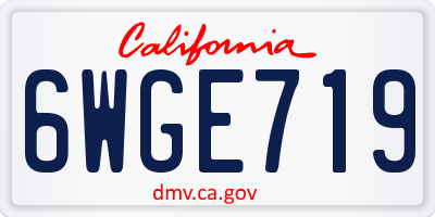 CA license plate 6WGE719