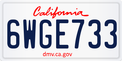 CA license plate 6WGE733