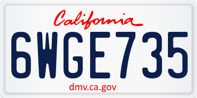 CA license plate 6WGE735