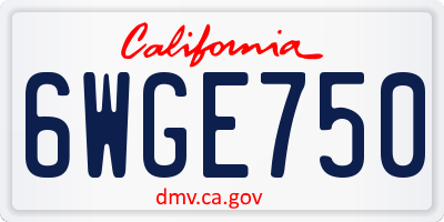 CA license plate 6WGE750