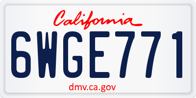 CA license plate 6WGE771
