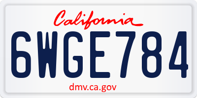 CA license plate 6WGE784