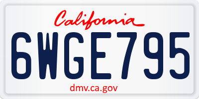 CA license plate 6WGE795