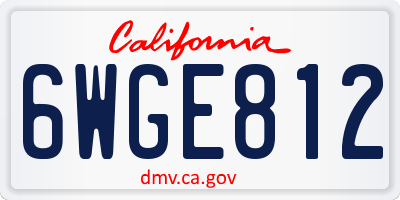 CA license plate 6WGE812