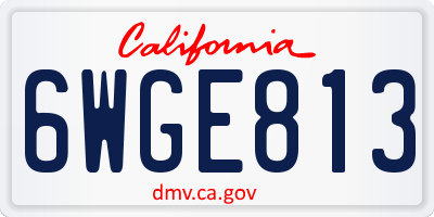 CA license plate 6WGE813