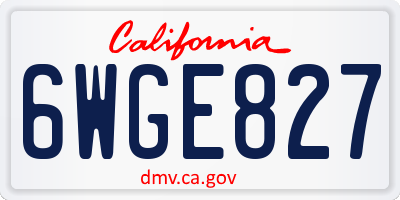 CA license plate 6WGE827