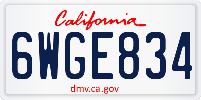 CA license plate 6WGE834