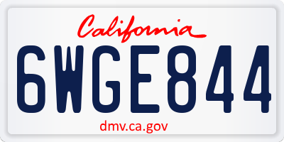 CA license plate 6WGE844