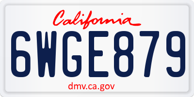 CA license plate 6WGE879