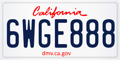 CA license plate 6WGE888